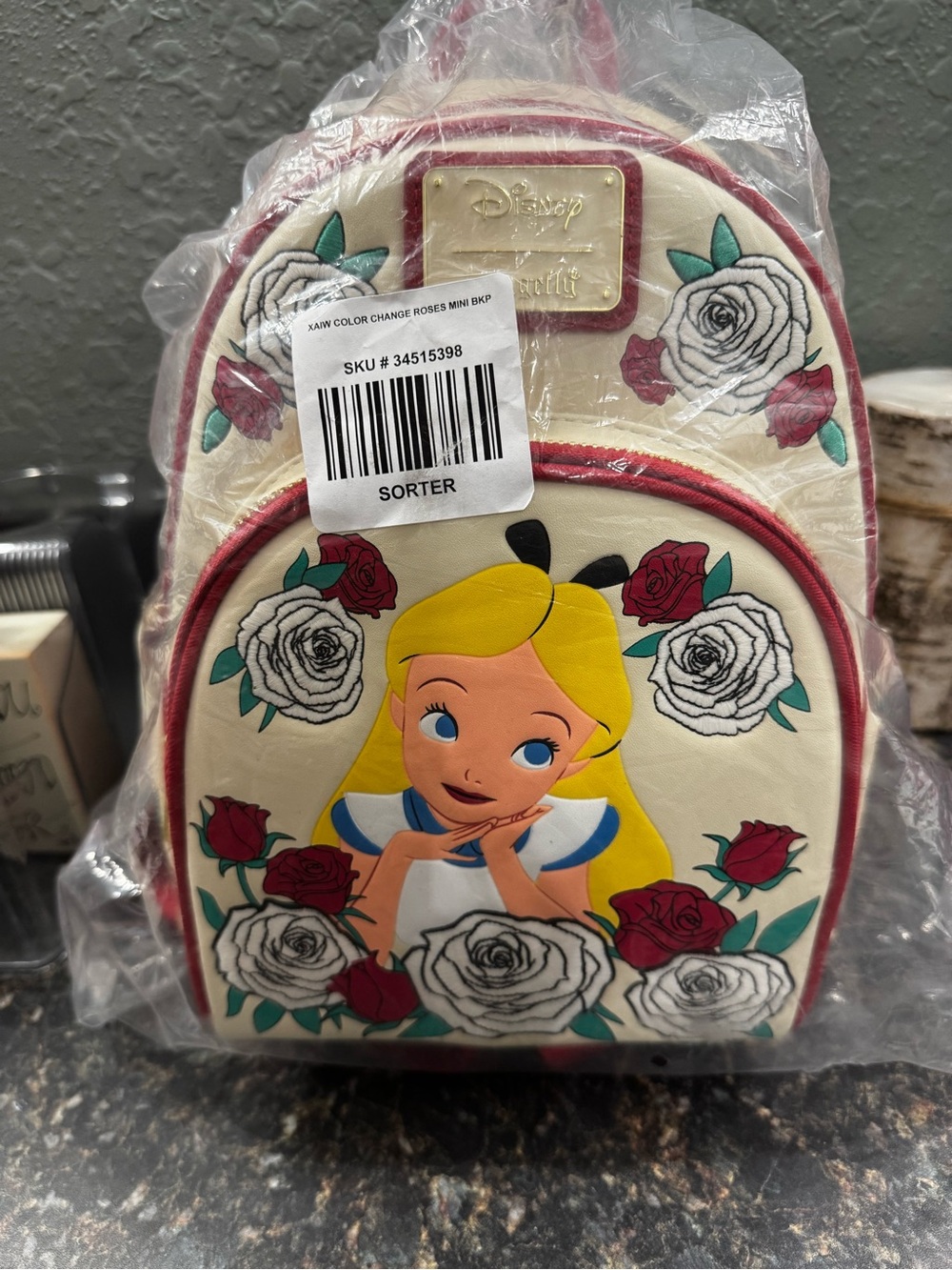 Loungefly Alice in Wonderland Floral Mini Backpack - Cream & Red